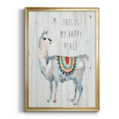 Llama Happy Place - Modern Framed Canvas Print