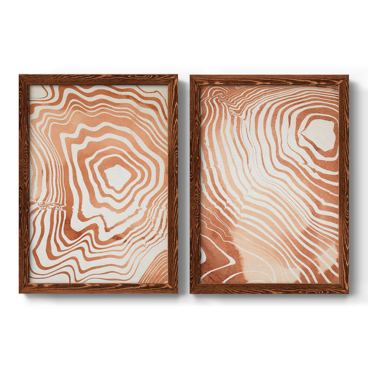 Wood Grain Suminagashi I - Premium Framed Canvas 2 Piece Set - Ready to Hang