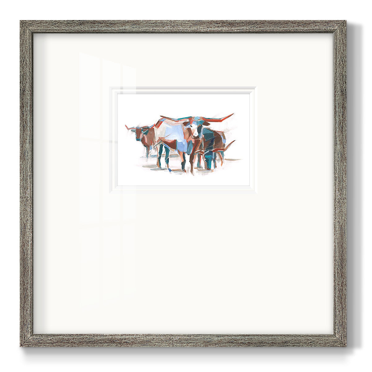 Modern Longhorns II Premium Framed Print Double Matboard