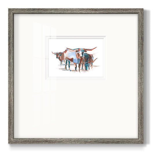 Modern Longhorns II Premium Framed Print Double Matboard