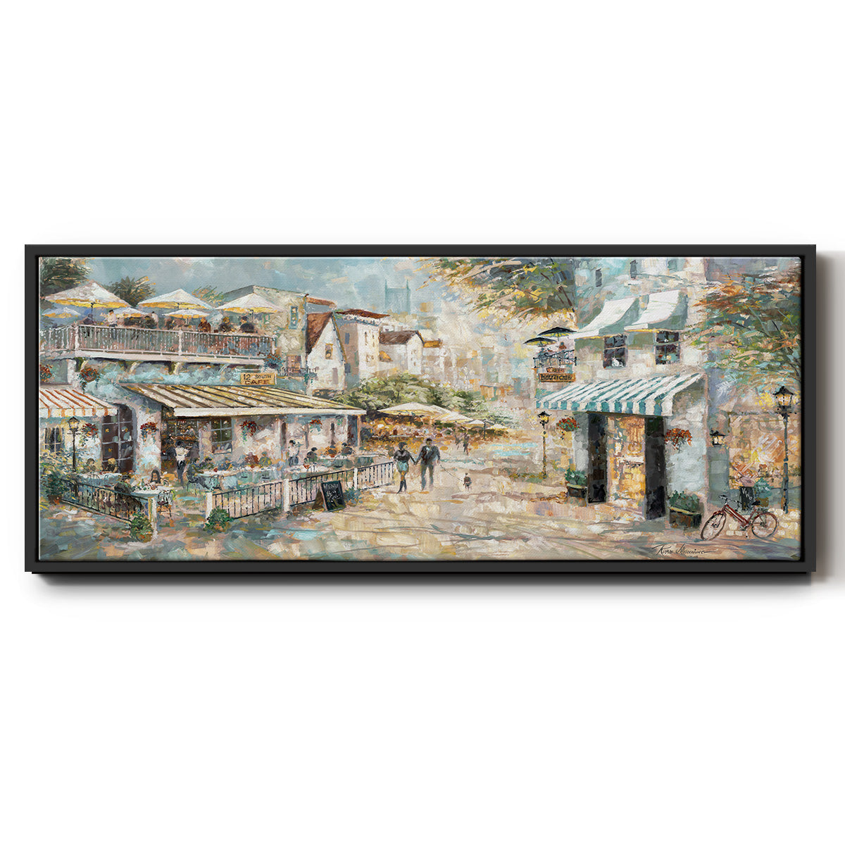 Rooftop Café - Floater Framed Canvas Print