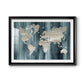 Navy World Map Premium Framed Print - Ready to Hang