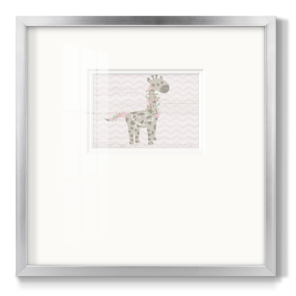 Floral Giraffe - Double Matboard Framed Print