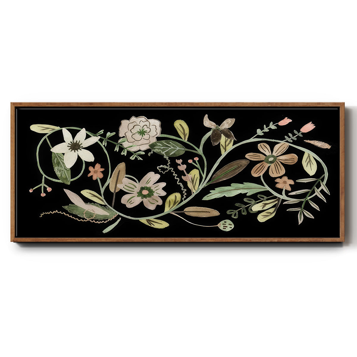 Pressed Flowers II - Floater Framed Canvas Print
