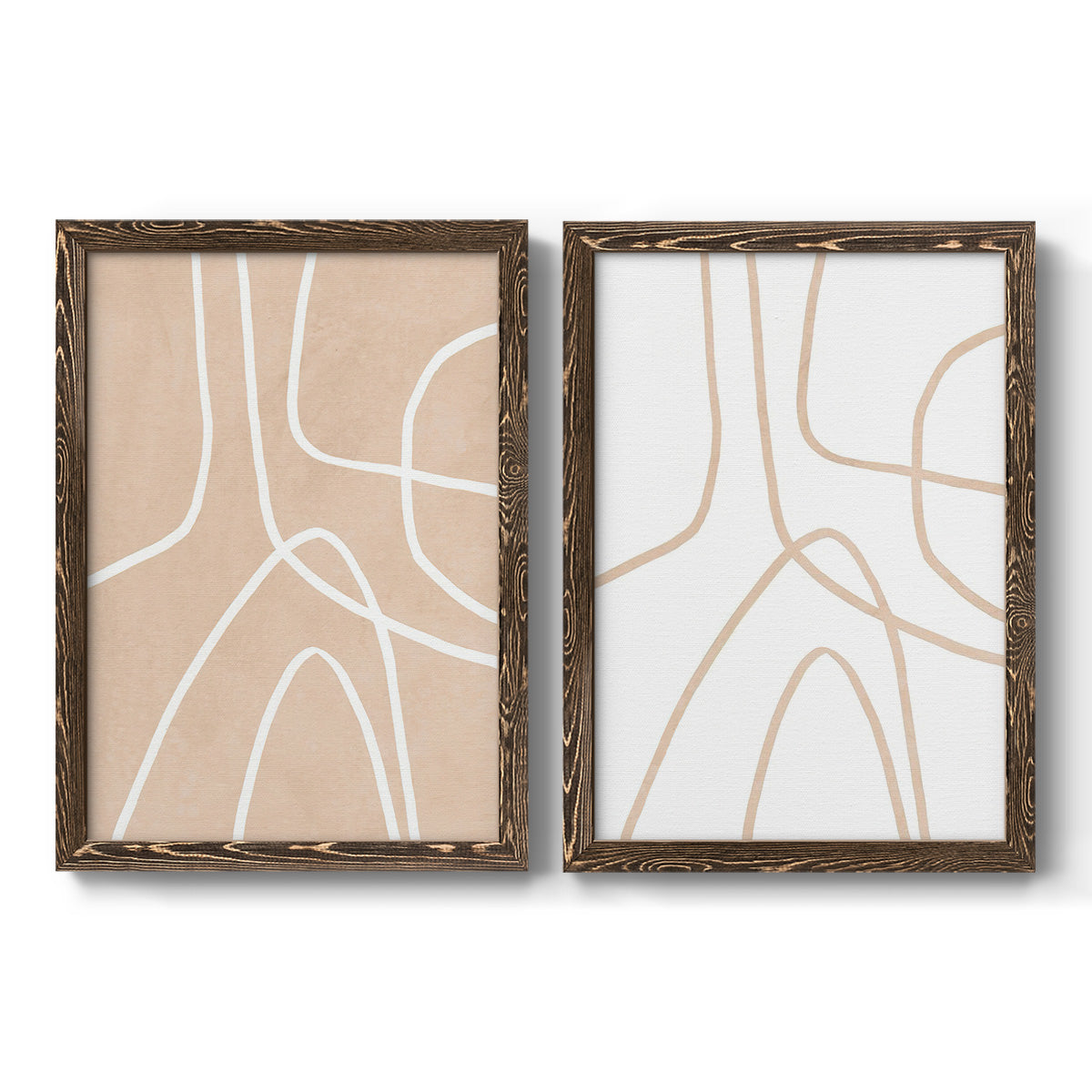 Clean Contour I - Barnwood Framed Canvas Set