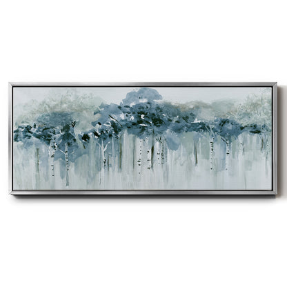 Blue Birch Morning - Floater Framed Canvas Print