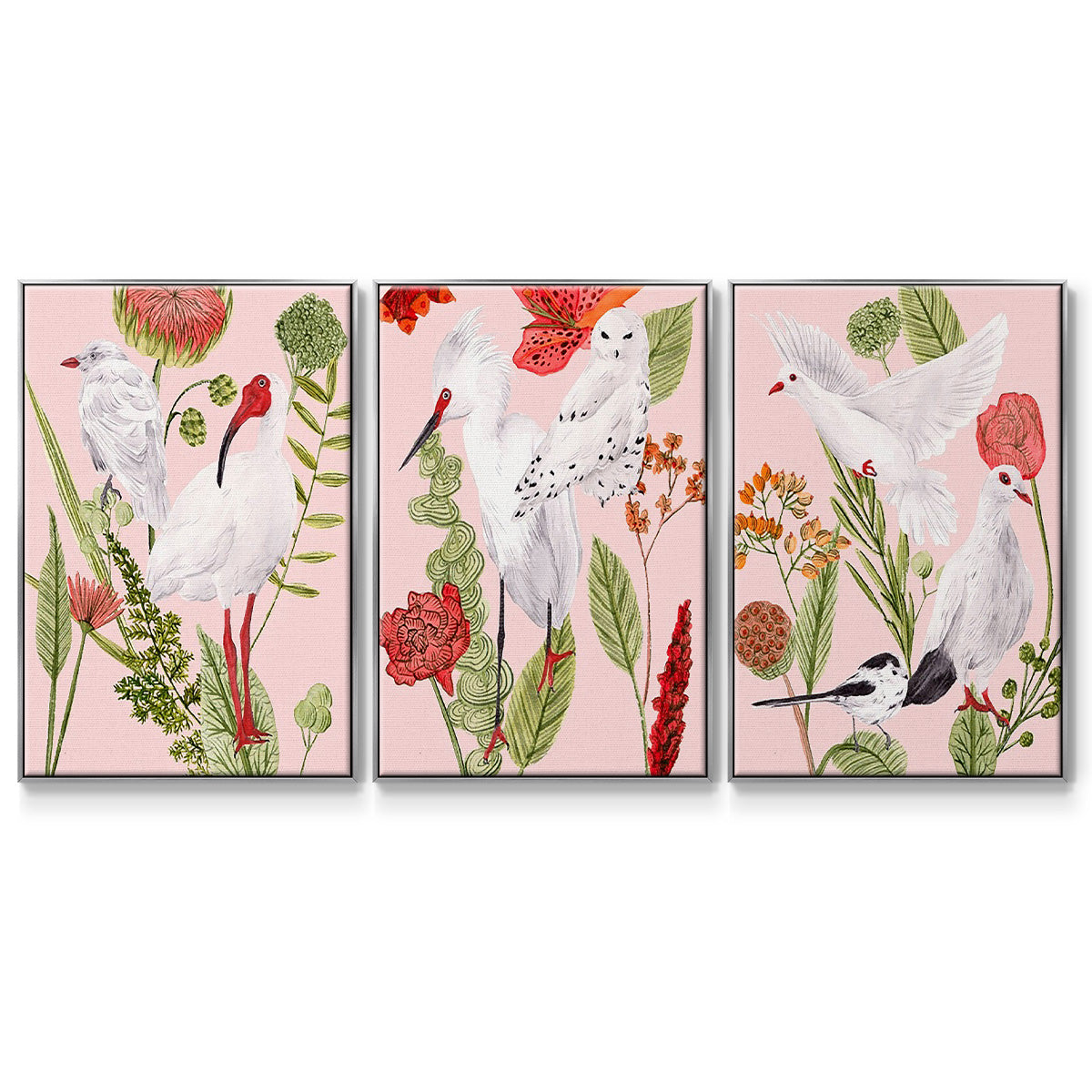 Birds in Motion I - Floater Framed Canvas Set