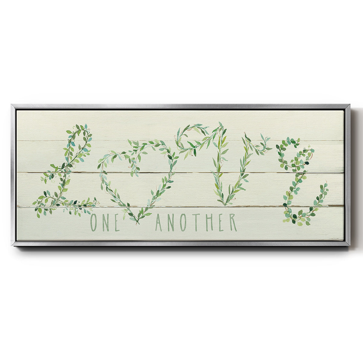Shiplap Vines Love - Floater Framed Canvas Print