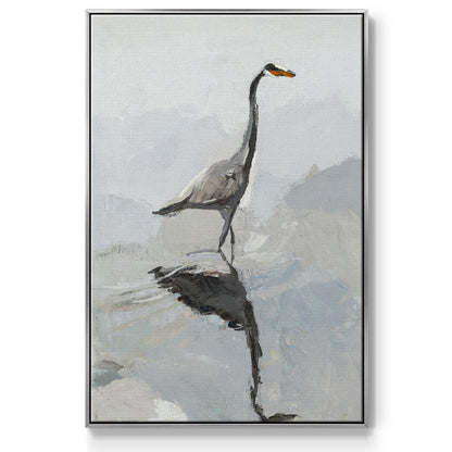 Heron - Floater Framed Canvas Print