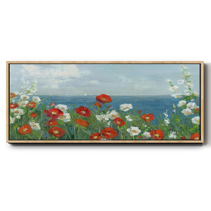 Through the Flowers - Floater Framed Canvas Print