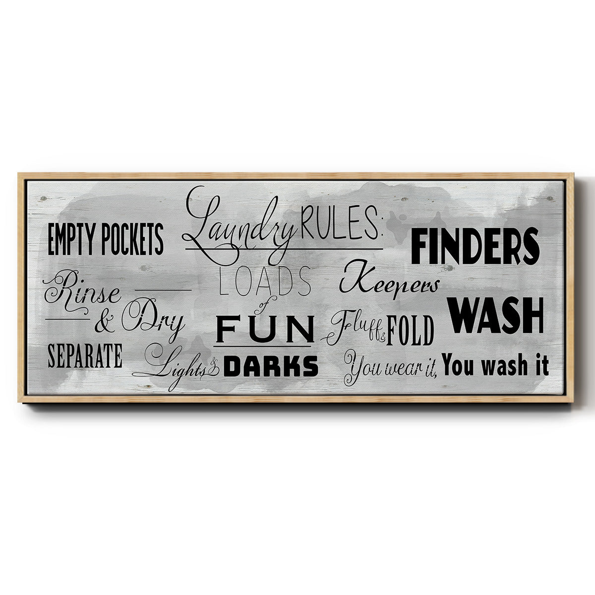 Laundry Rules - Floater Framed Canvas Print