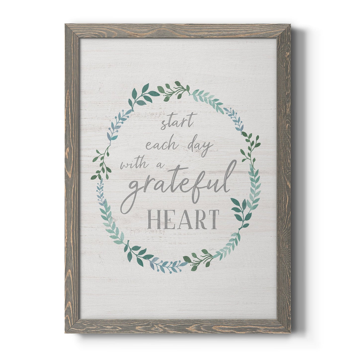 Start Each Day - Barnwood Framed Canvas Print
