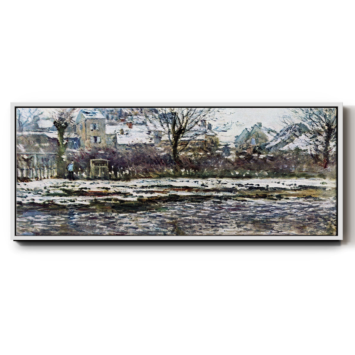 Snow in Vétheuil - Floater Framed Canvas Print