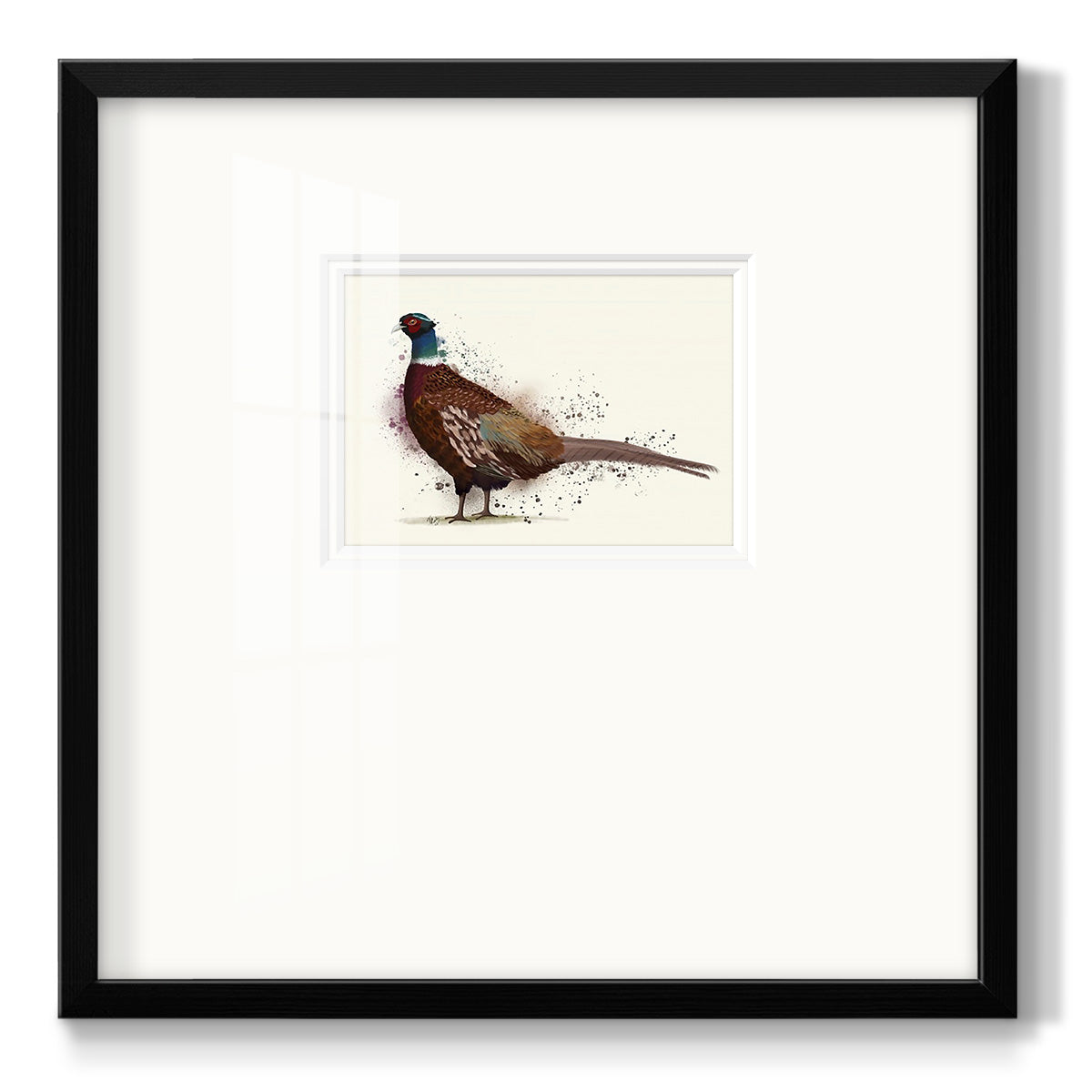 Pheasant Splash 1 - Double Matboard Framed Print