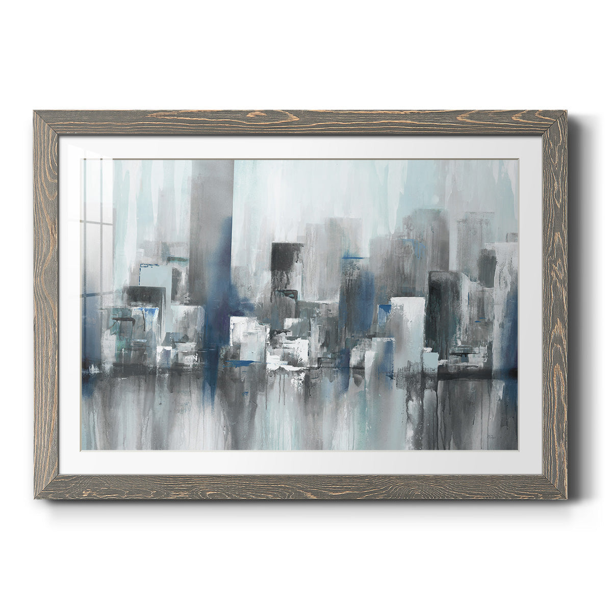 Cityscape in Blues - Barnwood Framed Art Print