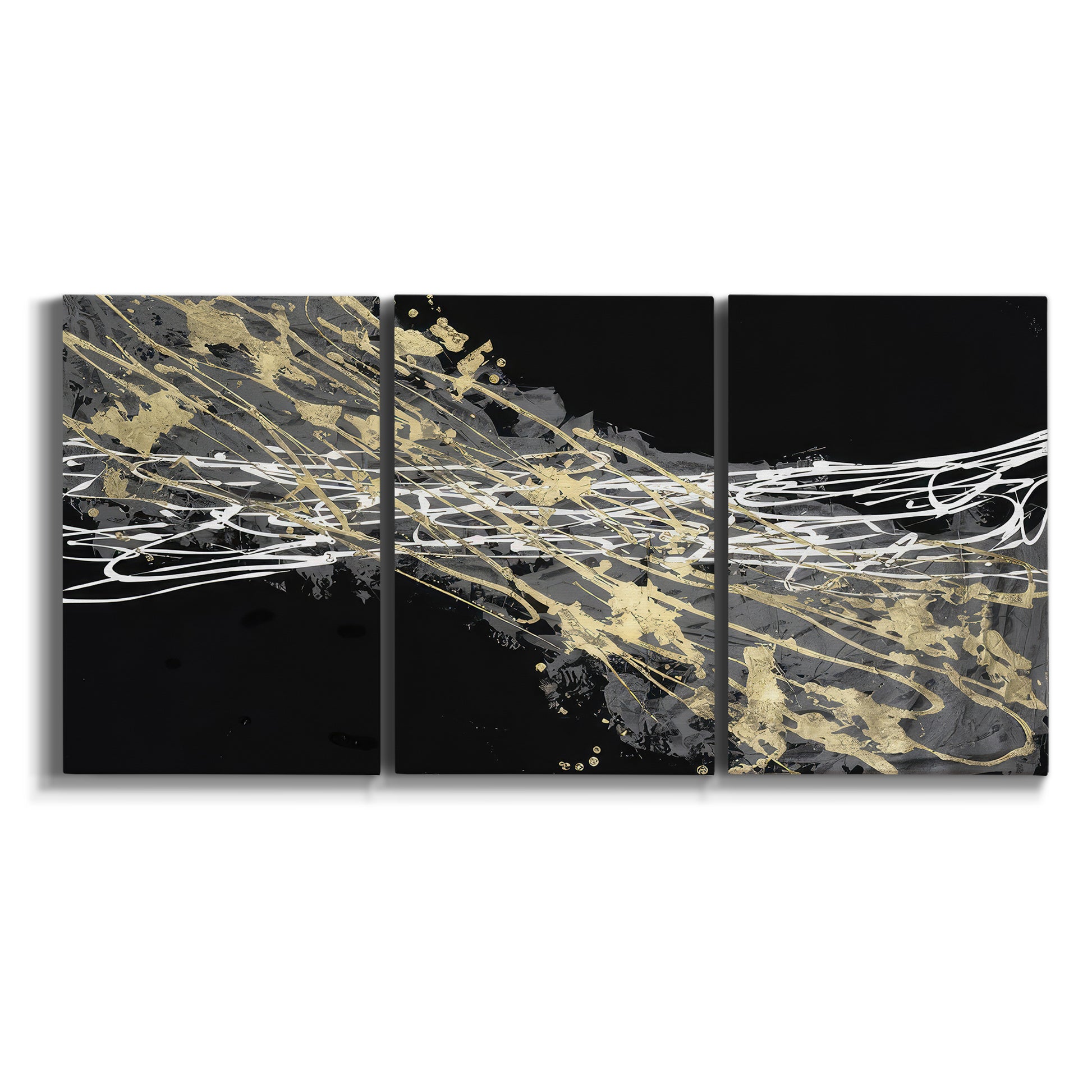 Three-panel canvas wall art featuring  on white background.