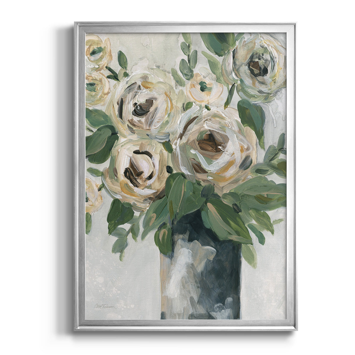 Floral Depth - Modern Framed Canvas Print