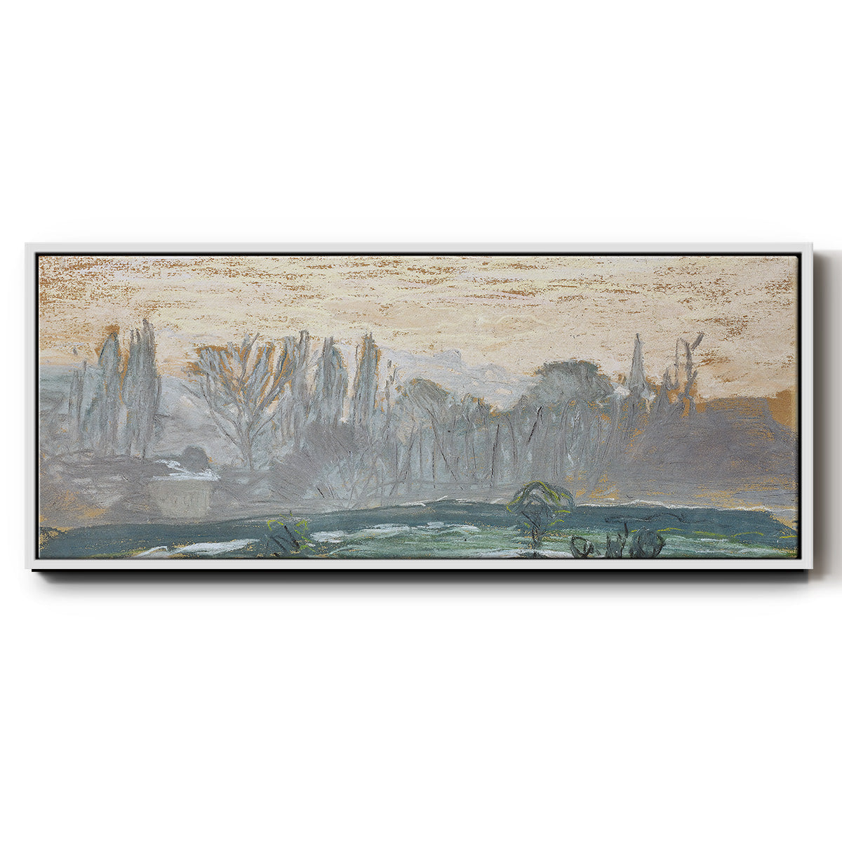 Winter Landscape with Evening Sky, 1870 - Floater Framed Canvas Print