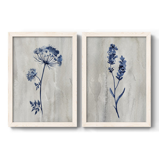 Indigo Botanical I - Barnwood Framed Canvas Set