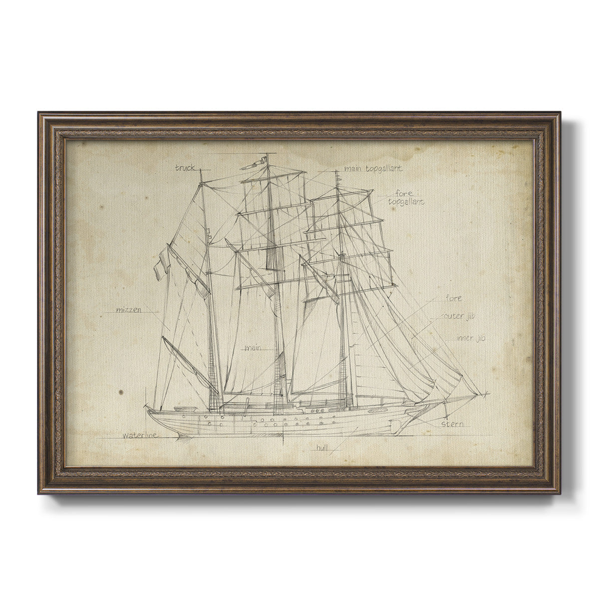 Sailboat Blueprint I Premium Framed Canvas- Ready to Hang