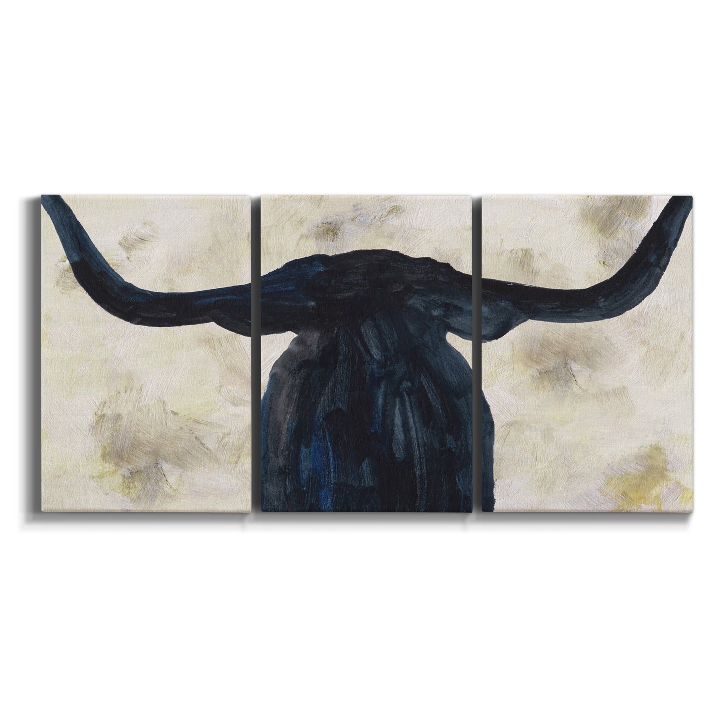 Three-panel canvas wall art featuring rustic animal portrait illustration on white background.