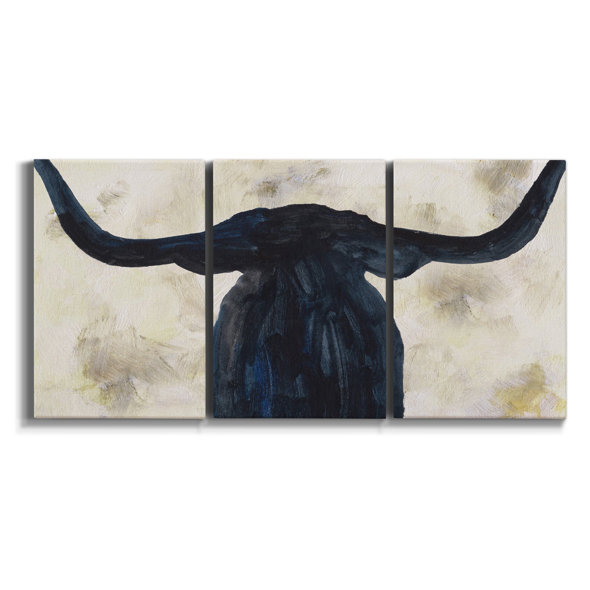 Three-panel canvas wall art featuring rustic animal portrait illustration on white background.