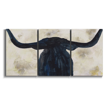 Three-panel canvas wall art featuring rustic animal portrait illustration on white background.