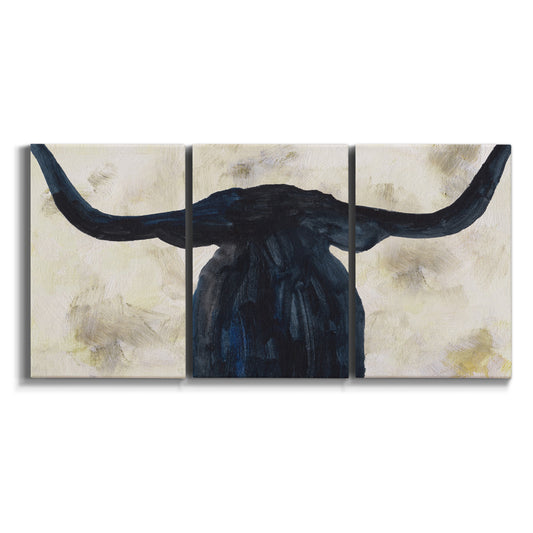 Three-panel canvas wall art featuring rustic animal portrait illustration on white background.