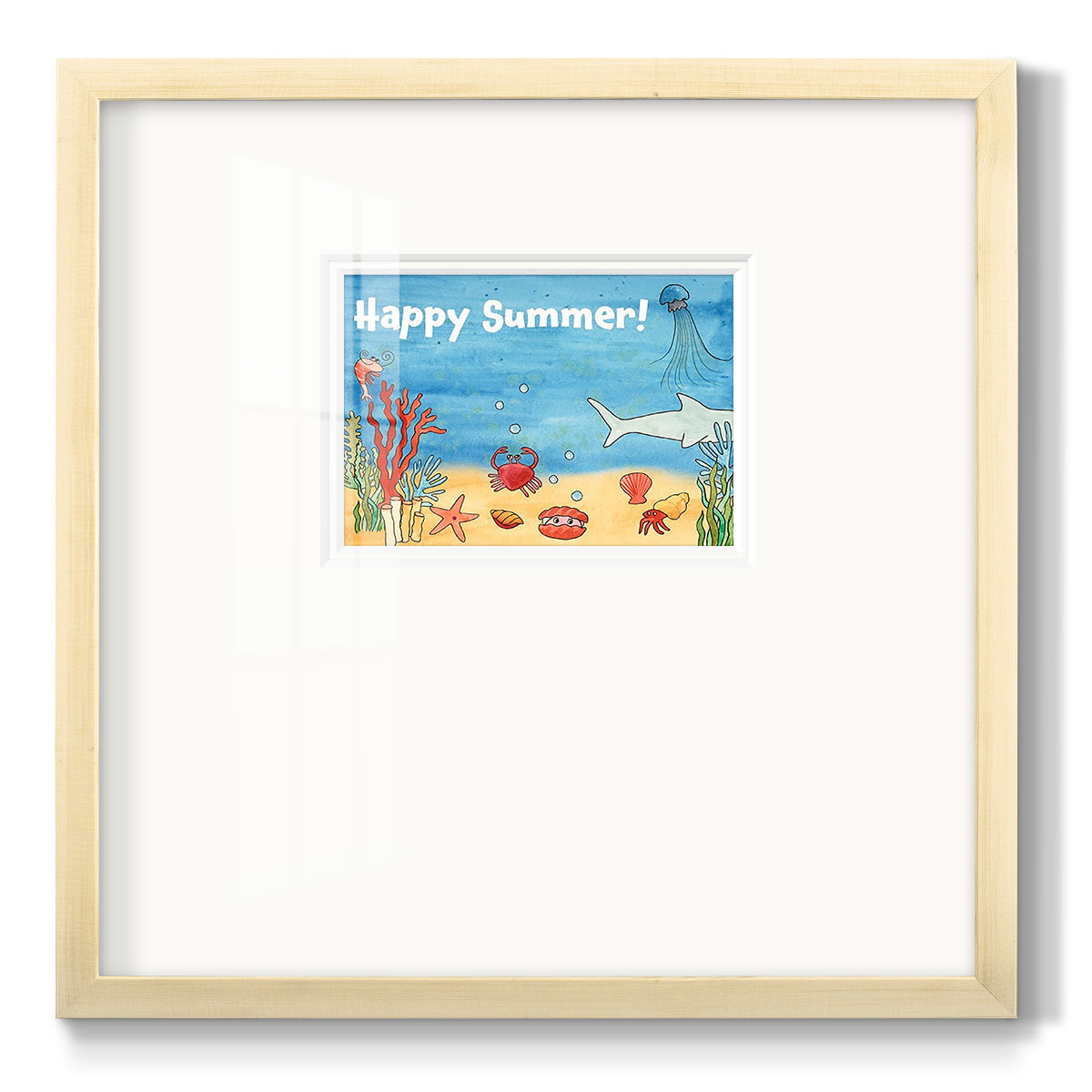 Cute Sea Creatures I - Double Matboard Framed Print