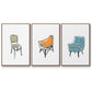 Take a Seat X - Framed Premium Gallery Wrapped Canvas L Frame 3 Piece Set - Ready to Hang