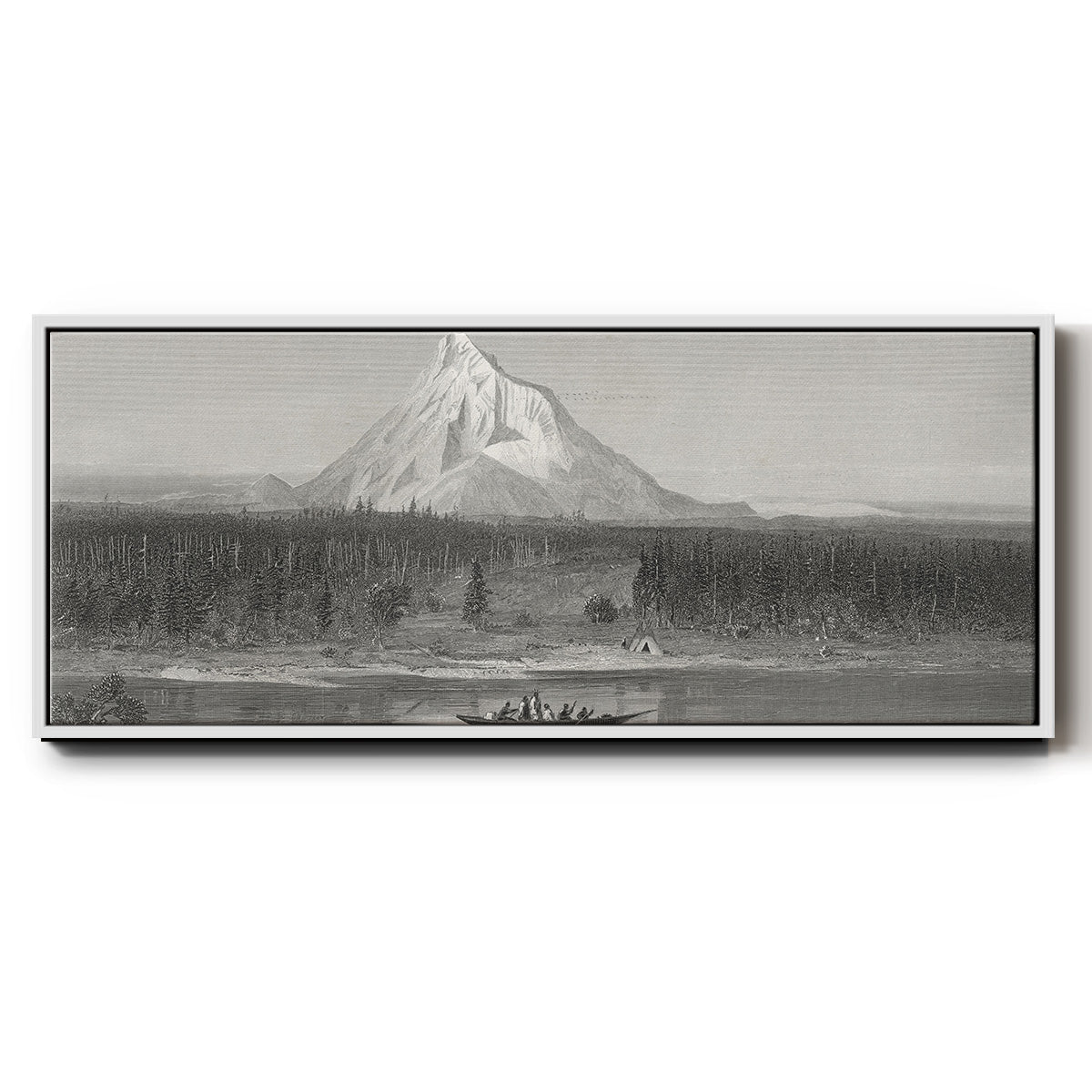 Mount Hood from the Columbia - Floater Framed Canvas Print