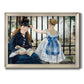 Impressionist urban scene near a railway by Édouard Manet printed on canvas in an ornate champagne frame.