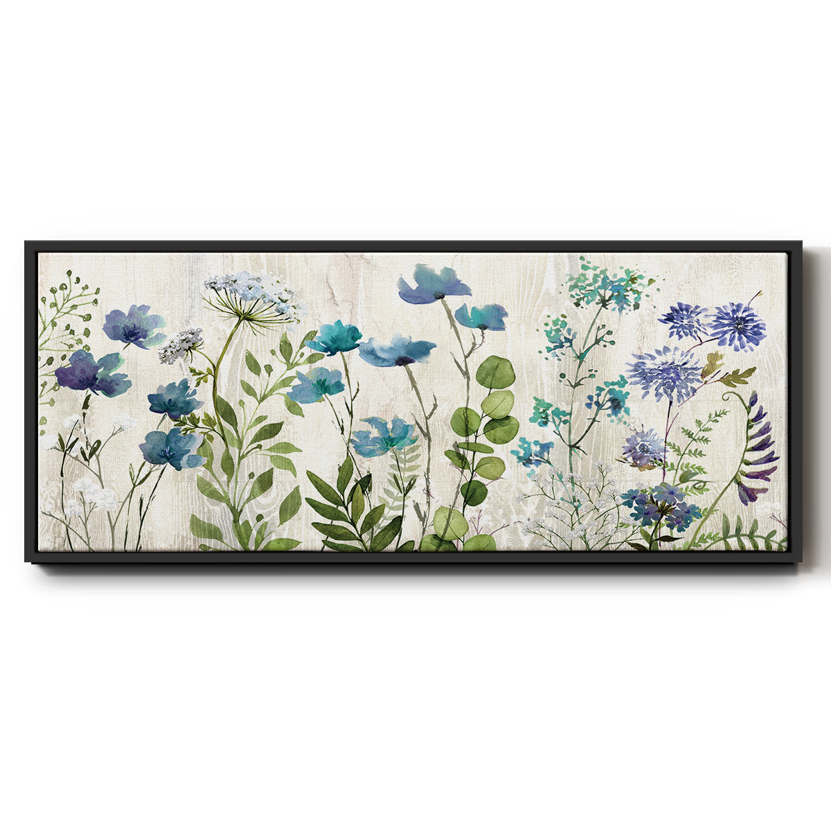 Blue Meadow - Floater Framed Canvas Print