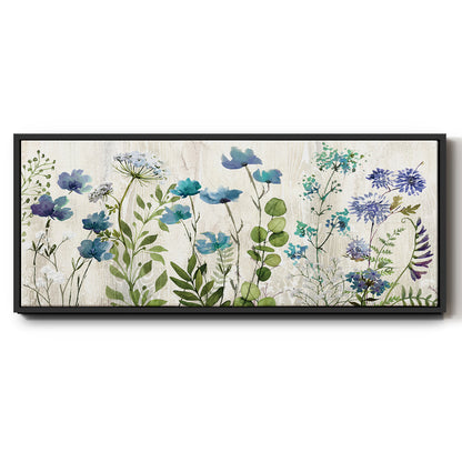 Blue Meadow - Floater Framed Canvas Print