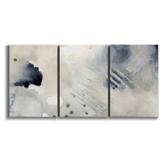 Three-panel canvas wall art featuring dried botanical stems in mist on white background.