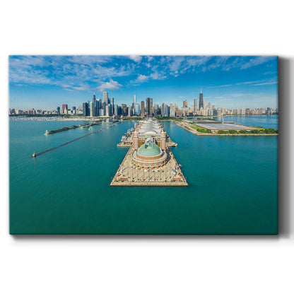 Chicago Skyline Aerial View of Navy Pier - Canvas Art Print