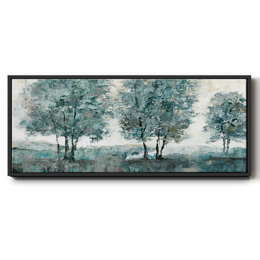 Teal Sentinel - Floater Framed Canvas Print