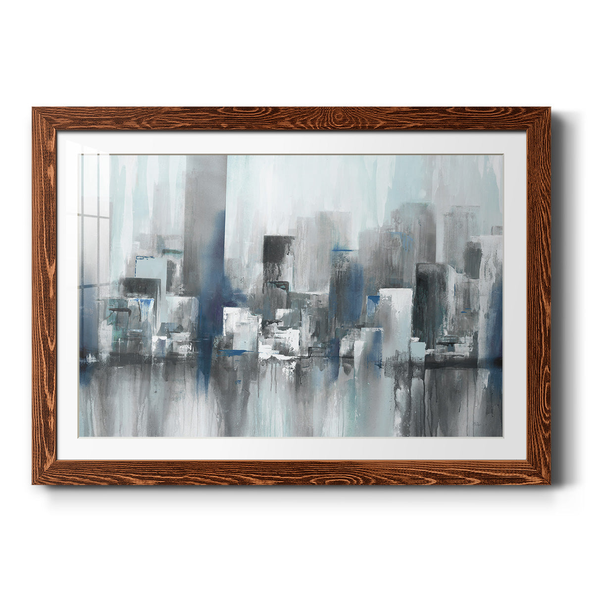 Cityscape in Blues - Barnwood Framed Art Print