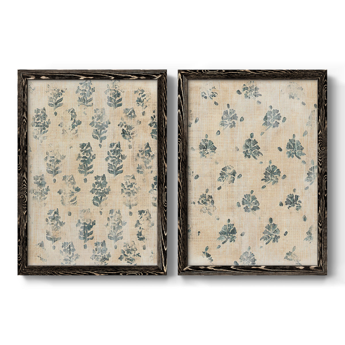 Vintage Blockprint I - Premium Framed Canvas 2 Piece Set - Ready to Hang