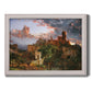 Romantic allegorical landscape painting by Jasper Francis Cropsey printed on canvas in an ornate weathered white frame.