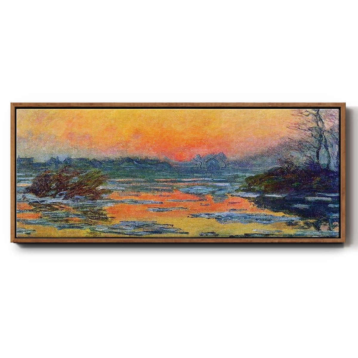 Sunset on the Seine in Winter, 1880 - Floater Framed Canvas Print