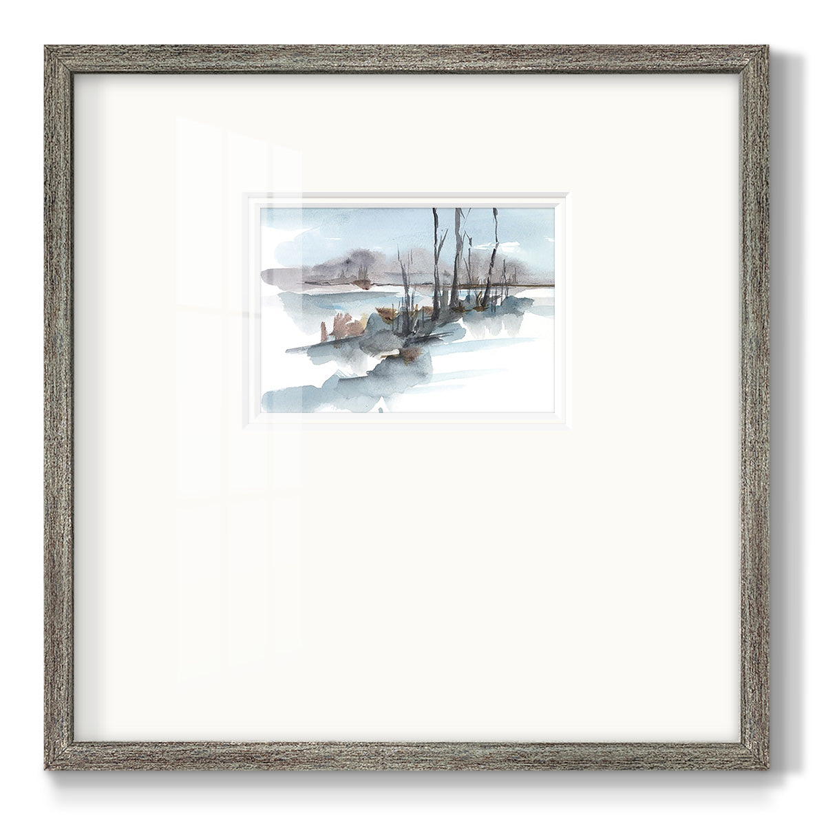 Winter Stream Watercolor I Premium Framed Print Double Matboard