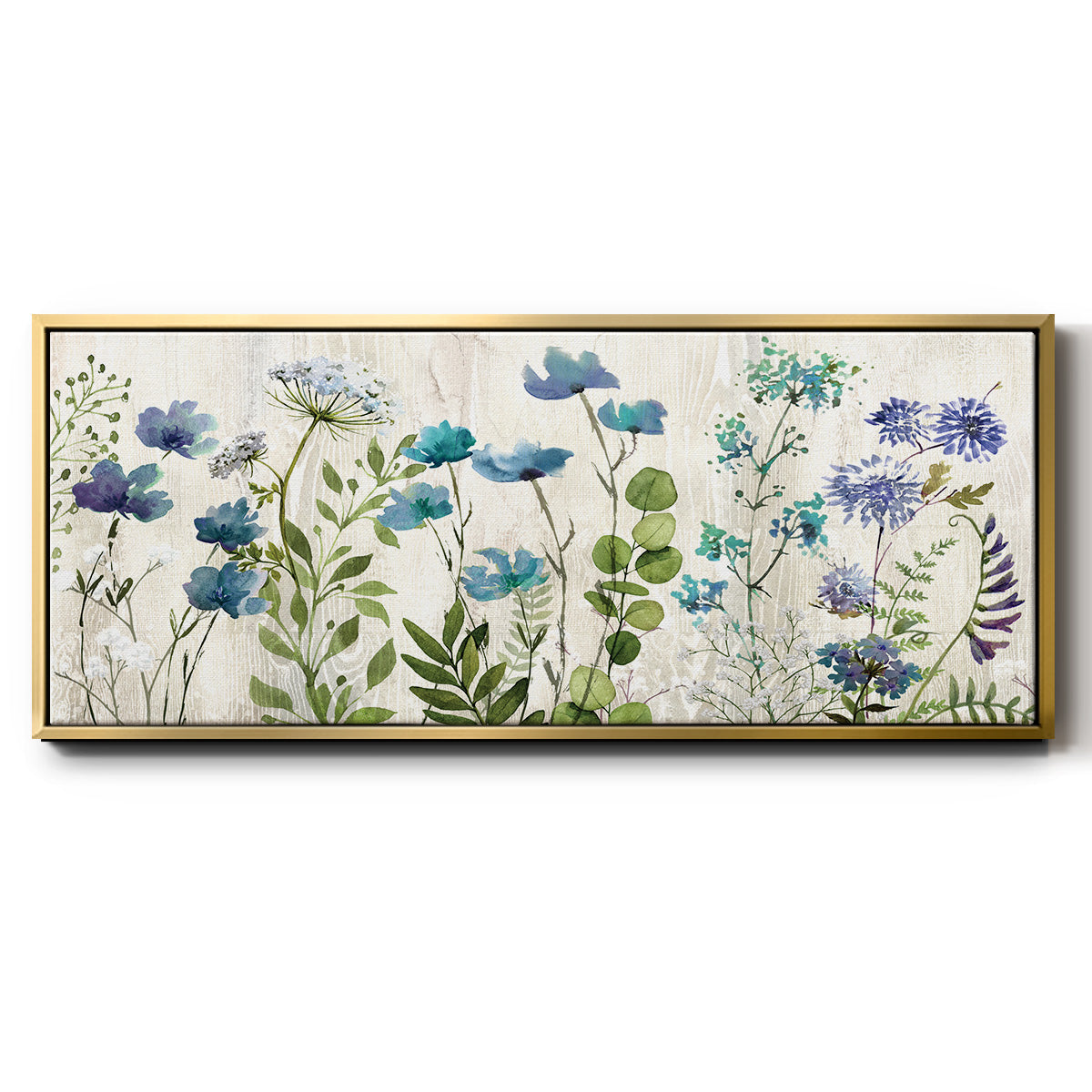 Blue Meadow - Floater Framed Canvas Print