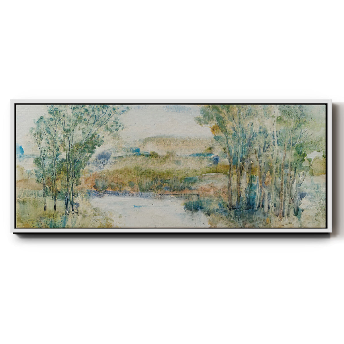 Trees on the Creek I - Floater Framed Canvas Print