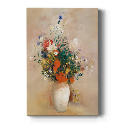 Canvas art print featuring a symbolic still life of flowers in a vase with soft, dreamlike color on a clean white background.