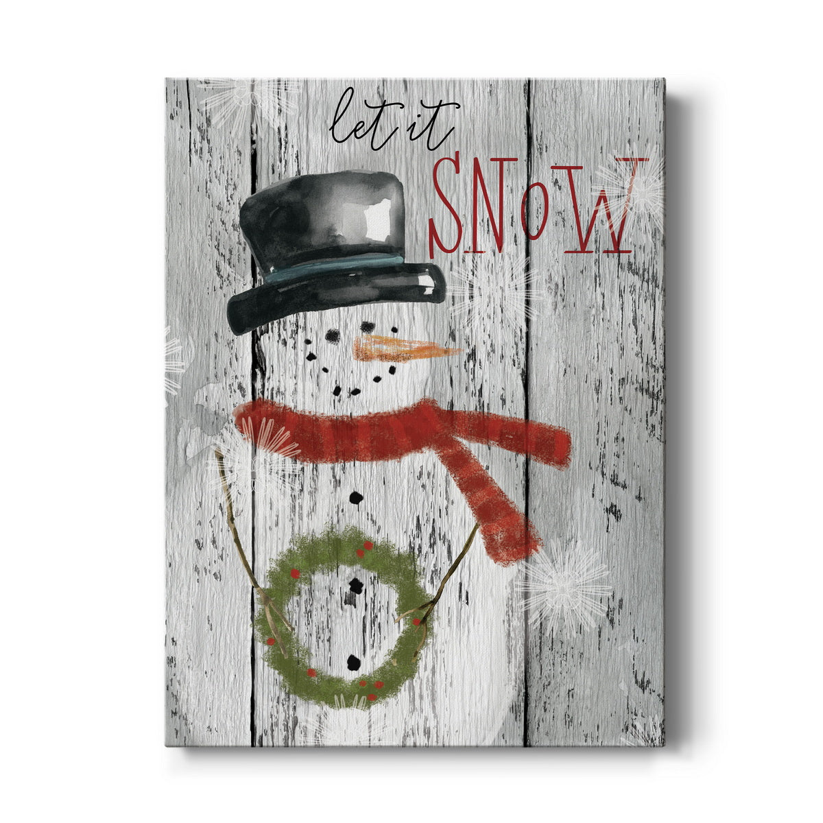 Let It Snow Snowman Premium Gallery Wrapped Canvas - Ready to Hang