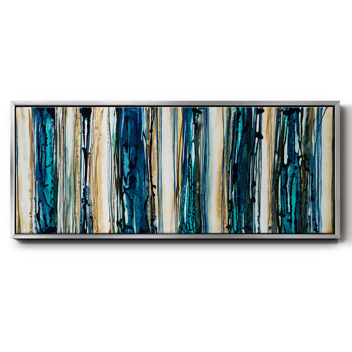 Blue Streaks - Floater Framed Canvas Print