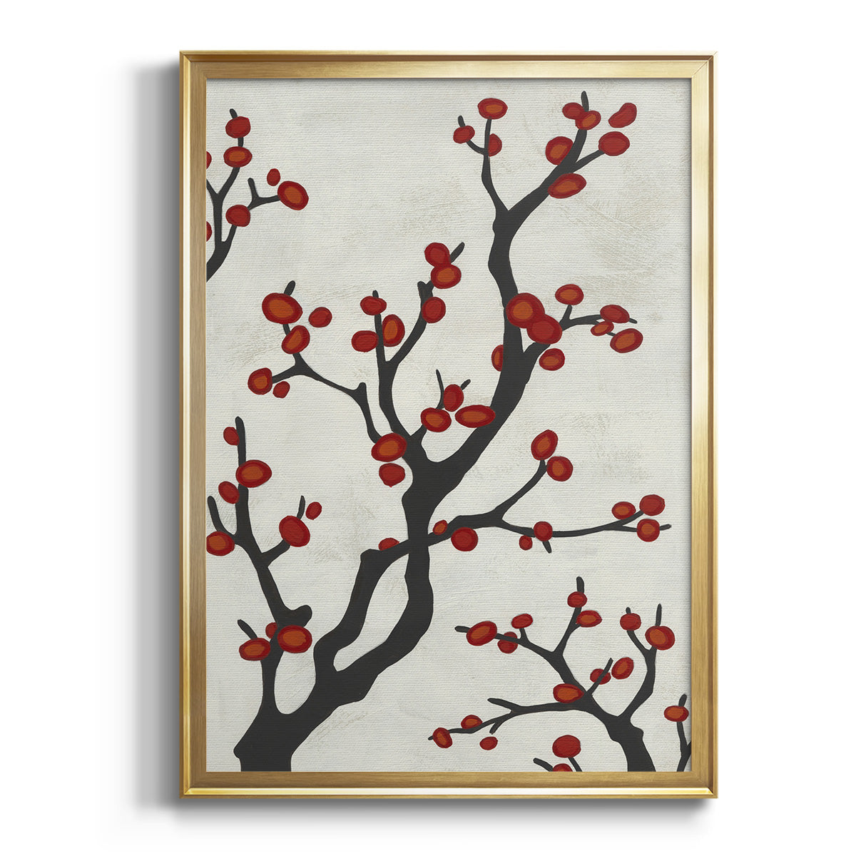 Red Berry Branch I - Modern Framed Canvas Print