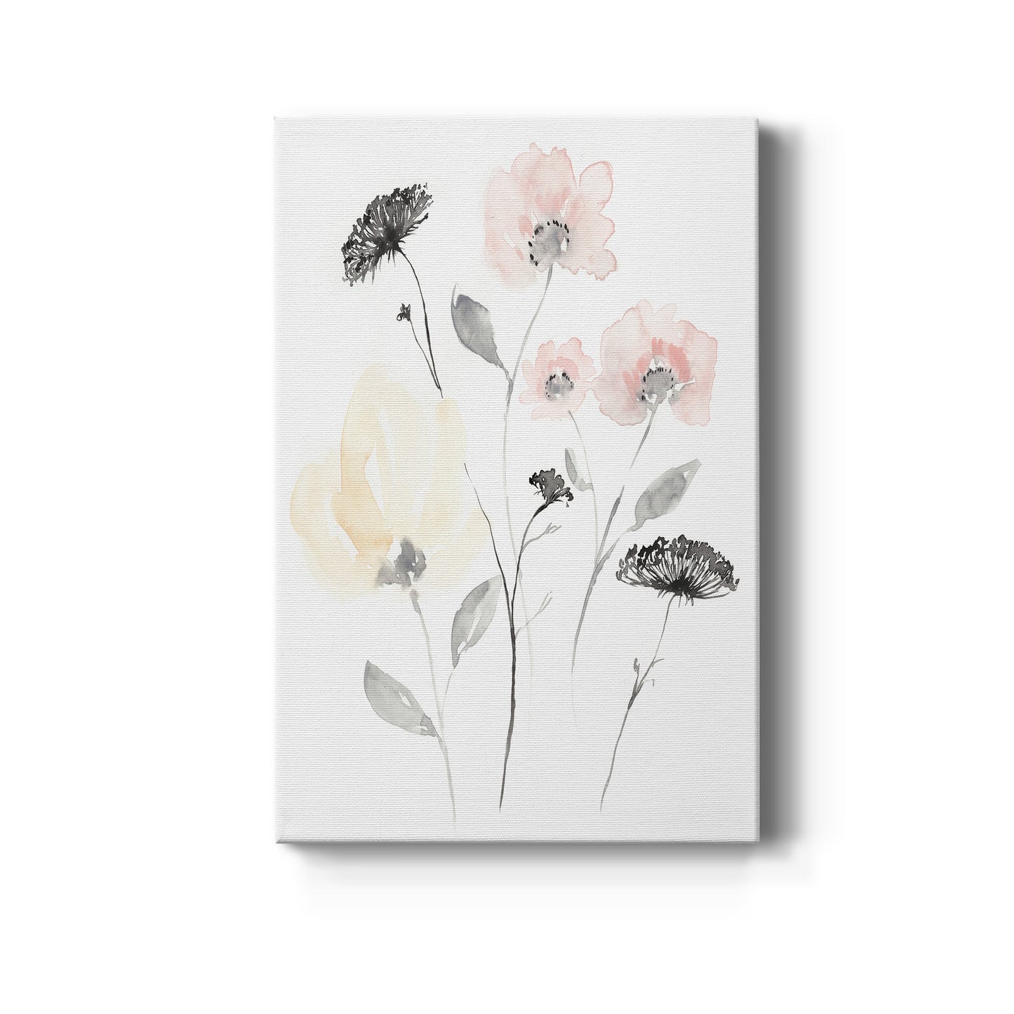 Blush & Black Wildflowers II Premium Gallery Wrapped Canvas - Ready to Hang