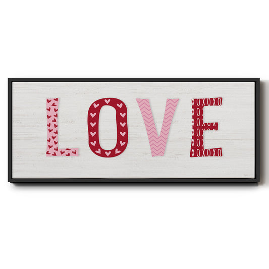 Patterned Love - Floater Framed Canvas Print